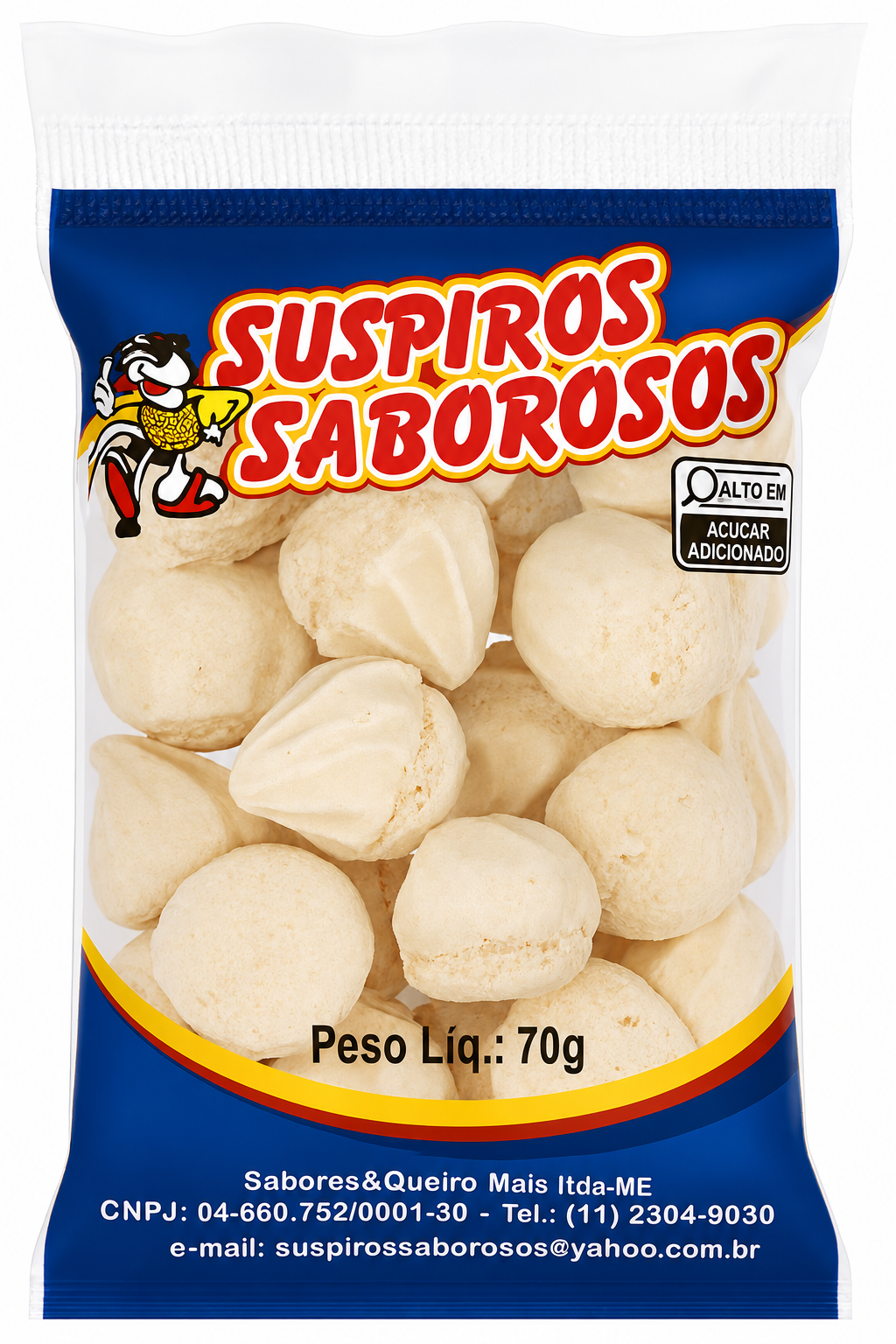 Suspiros Saborosos em embalagem de 70 gramas